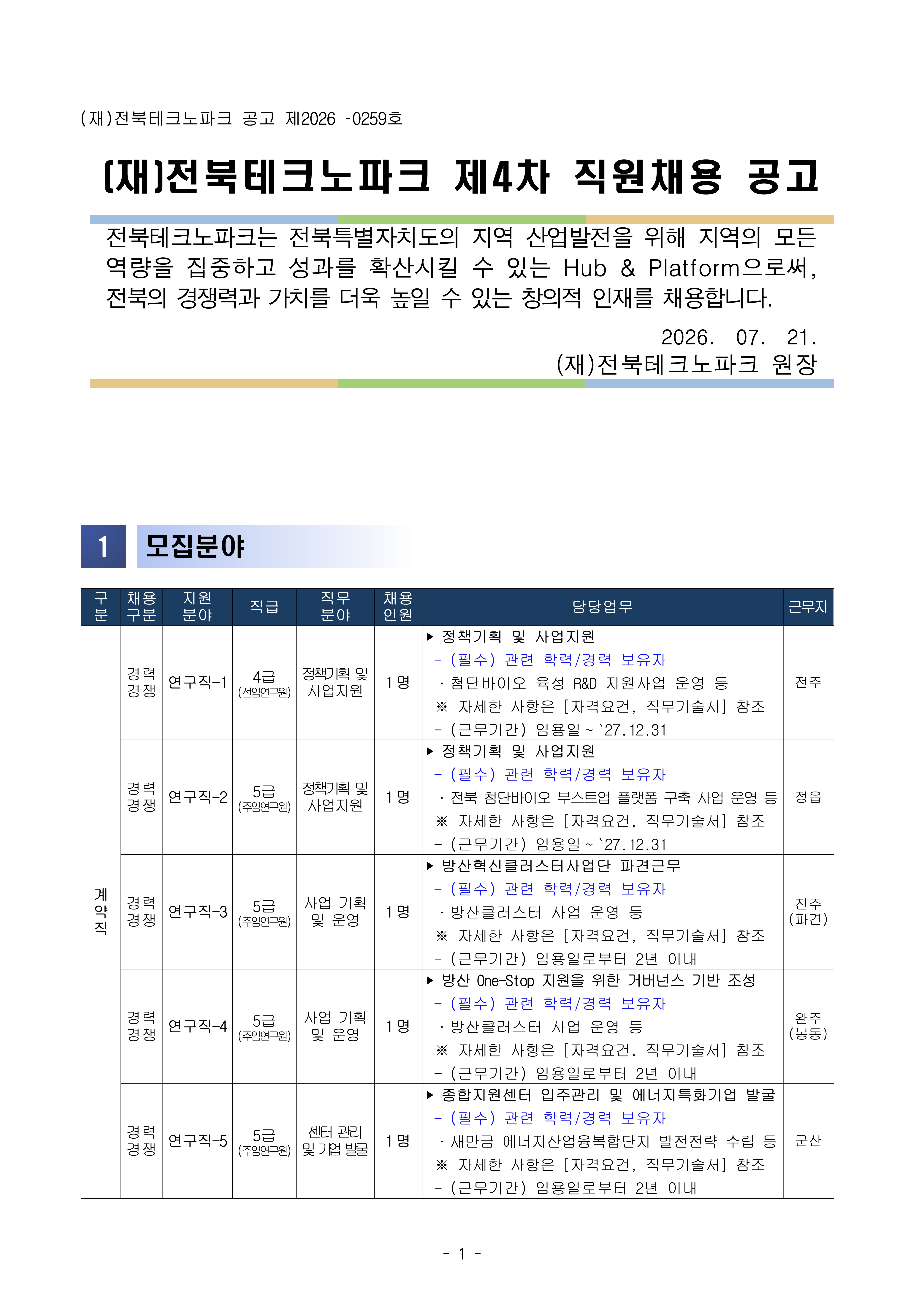 (재)전북테크노파크 제4차 직원채용 공고_1.jpg